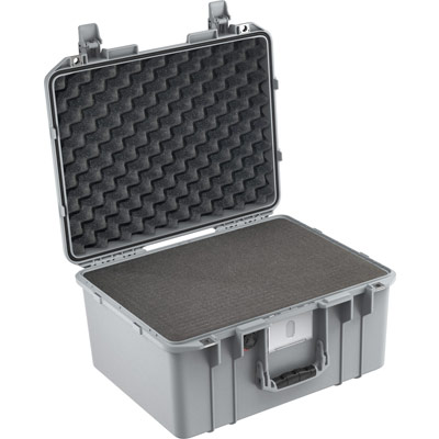 Pelican brand air case open to present the foam inserts for added protection.
