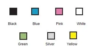 Black,Blue,Green,Pink,Silver,White,Yellow