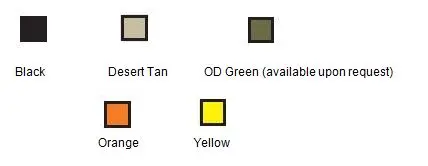 Black,Tan,Green,Orange,Yellow