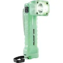 Professional grade flashlight with a right angle swivel head and glow in the dark body.