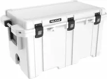 Pelican ProGear Elite 150 quart cooler with freezer grade gasket and 10-day ice retention.