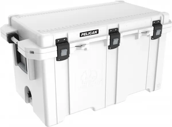 Pelican ProGear Elite 150 quart cooler with freezer grade gasket and 10-day ice retention.