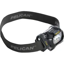 Pelican 2740 headlamp with dark cloth strap and black housing