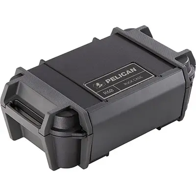 a black Pelican R60 ruck case, closed