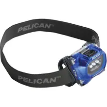 Pelican 2740 headlamp with comfortable cloth strap and blue weather resistant housing